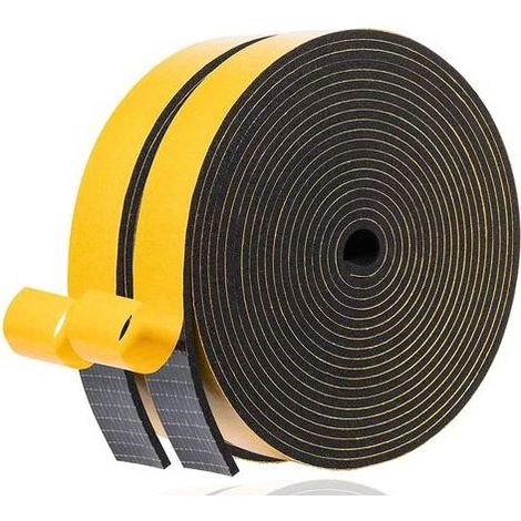 Ruban d'étanchéité pour portes et fenêtres – Bande en mousse et joint en caoutchouc (20 x 3 mm / 10 m) – Isolation phonique et protection anti-choc – Noir (1/5)