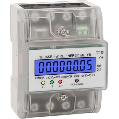 Compteur Électrique Intelligent 5 100A Affichage LCD Numérique Triphasé, Consommation Énergétique pour Sous Comptage (1/4)