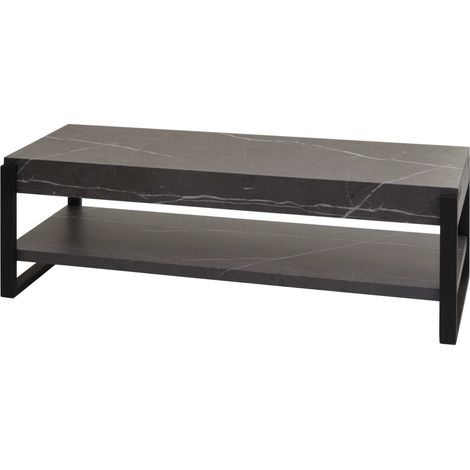 TV-Rack HHG-703, Fernsehtisch Lowboard TV-Tisch, Metall 42x120x44cm Marmor-Optik grau