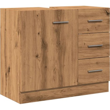 Armoire d'évier moderne avec rangement 63 x 30 x 54 cm style épuré en bois d'ingénierie chêne artisanal (1/5)