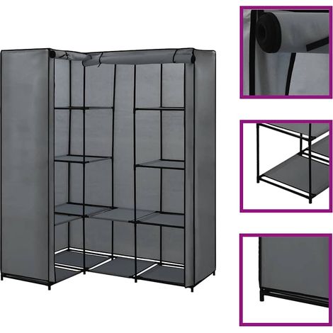 Eckkleiderschrank Grau 130 x 87 x 169 cm