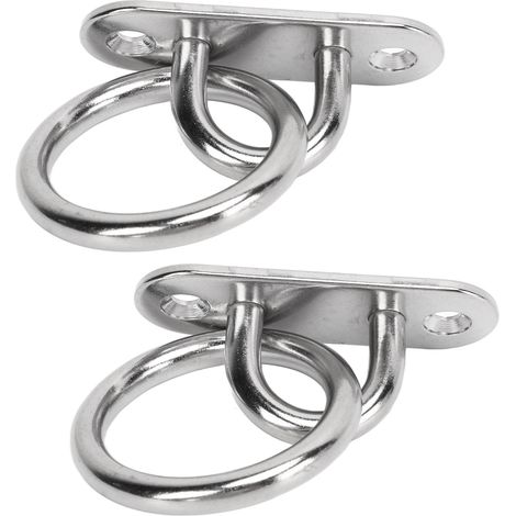 Lot de 2 œillets de fixation en acier inoxydable haute résistance et poli, avec anneaux ronds, pour usage marin, 6 mm. (1/5)