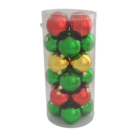 box 24 palline sfera per albero di natale palle decorazioni natalizie addobbi multicolore cm 8 rosse verde e oro (1/5)