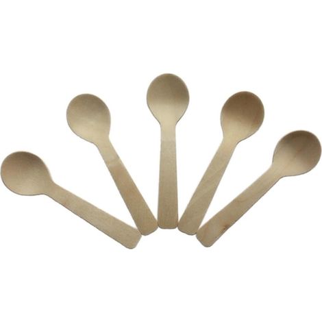 Cuillère à Glace en Bois Jetable 100 Pièces Khaki pour Dessert (1/4)