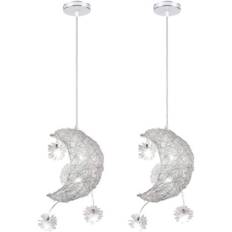 royaluxe- 2X Suspension Luminaire Moderne 20CM Lampe À Suspension Lune Plafonnier Rétro Vintage Pour Couloir, Chambre À Coucher, Blanc Froid (1/5)