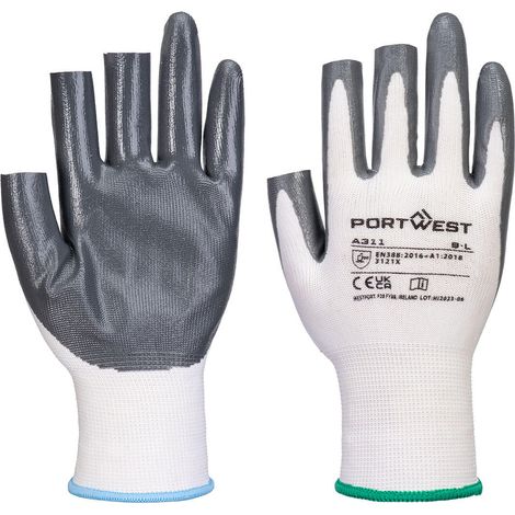 Guanti Grip 13 in nitrile (12 paia) - Taglia L - Bianco/grigio - Portwest