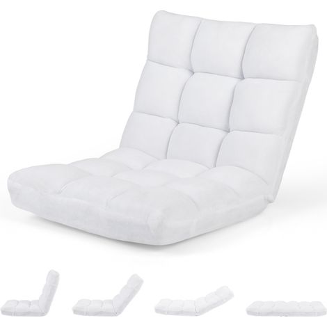 14-Position Adjustable Cushioned Floor Chair-White (1/5)