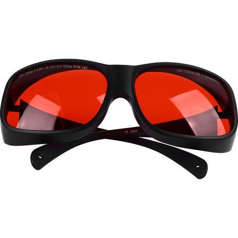 532nm Laserschutzbrille, laserbeständige Gläser mit OD5+, schwarzer Rahmen, rote Gläser, für Schönheitssalons und medizinische Einrichtungen. (1/5)