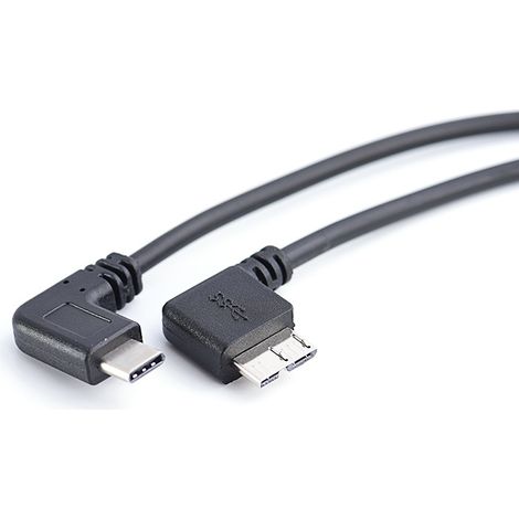 Right-angle male-to-male Type-C to Micro 3.0 connector for connecting Android phones and cameras via OTG for data and image transfer. (1/5)