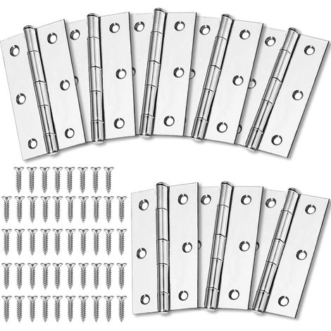 8 bisagras de acero, bisagra de 75 mm × 50 mm, bisagras con rodamiento, bisagra de piano, bisagra de piano de acero inoxidable, bisagras para puertas, bisagras para puertas de armarios (1/5)
