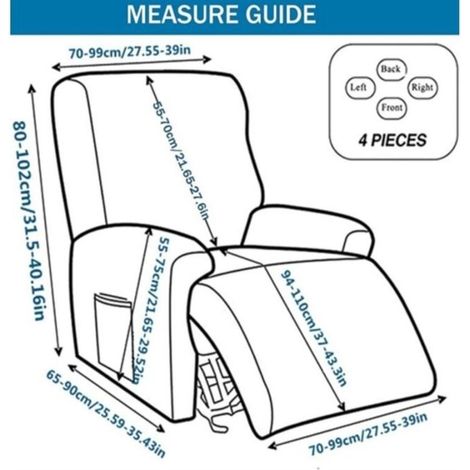 (Multicolore)Housses de Fauteuil Relax inclinable avec Poches, 1 Place Housses Extensibles pour Chaise inclinables Imprimé Antidérapant Couvre (1/4)