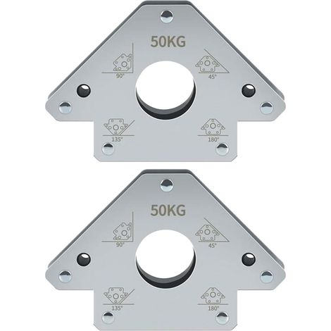 Lot de 2 équerres de soudage magnétiques - Capacité de charge : 50 kg - Positionneur de soudage avec forte adhérence - Angle de soudage magnétique avec 45°, 90° et 135° - Aimant de soudage robuste