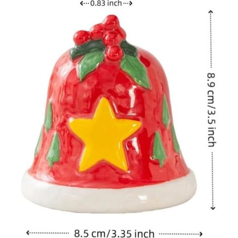 3,5 Zoll großer Keramik-Weihnachtskerzenhalter, kreative Glockenform für Tischdekoration, Foyer, Hochzeiten, Partys (Gelber Stern)