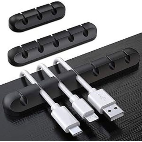 DBBEGK Clips Câble Organisateur Bureau, Lot de 3 Support de Câble, Organisateur de Cordon, Gestion des Cables, Câble Rangement pour USB Câbles de Chargeur/Souris/Écouteur/PC , Organisateur