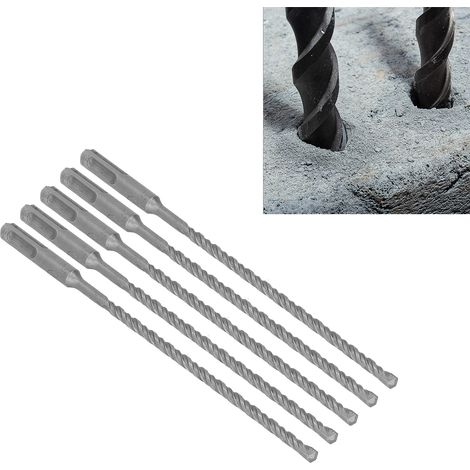 Fünf 210 mm lange Schlagbohrer werden zusammen verkauft, Hartmetallspitzen für rotierende Schlagbohrer für Ziegel, Stein und Beton, 6 mm. (1/5)