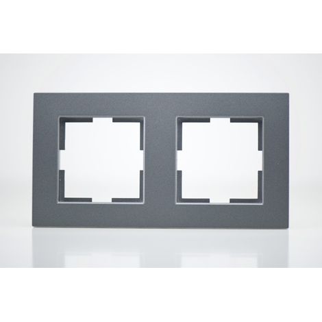 Plaque de finition plastique fumé 2 postes 81x155x10mm (1/2)