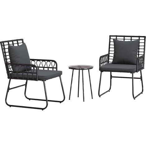 Maison Exclusive - Garten Essgruppe 3 pcs Schwarz und Anthrazit P (1/5)