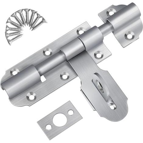 Catenaccio per porta esterna in acciaio inox da 105 mm – serratura scorrevole con lucchetto, adatta per garage (1/5)