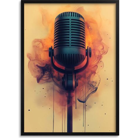 Póster artístico de pared con marco negro Música 50x70 (1/5)