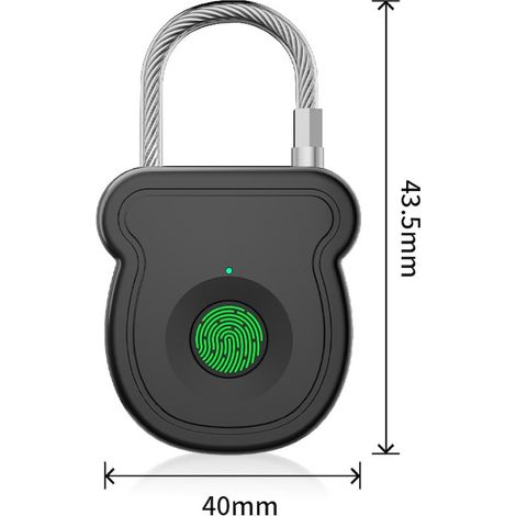 Serrure connectée à empreinte digitale Larimuer, câble flexible, USB inclus, noire (1/2)