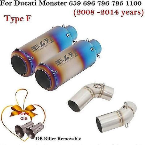 Silenciador De Fibra De Carbono Para Motocicleta, Tubo De Enlace De Escape Para Ducati Monster 659, 696, 795, 1100, Hypermotard 796, 2008-2014, Db Kil( Type F) (1/5)