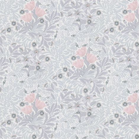Flowers wallcovering wall Profhome 390575 non-woven wallpaper smooth with floral ornaments matt grey white pink 5,33 m2 (1/5)
