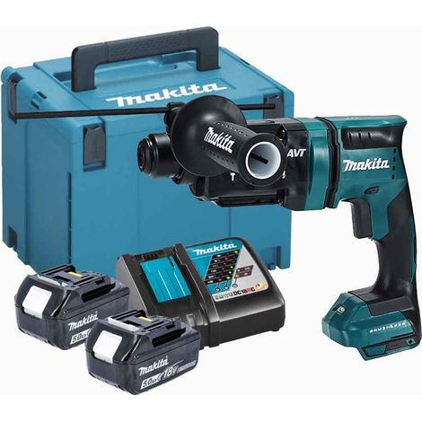 Makita Utensili - Tassellatore a batteria 18 V, 2x batterie 5,0 Ah, caricabatterie DHR182RTJ