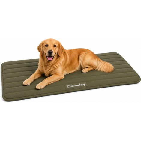 Panier Chien - Coussin Chien et Chat orthopédique Vert Olive XXL - Memory Foam - idéal pour Cages métalliques et Chiens en Caisse - 116x69x2,3cm (1/5)