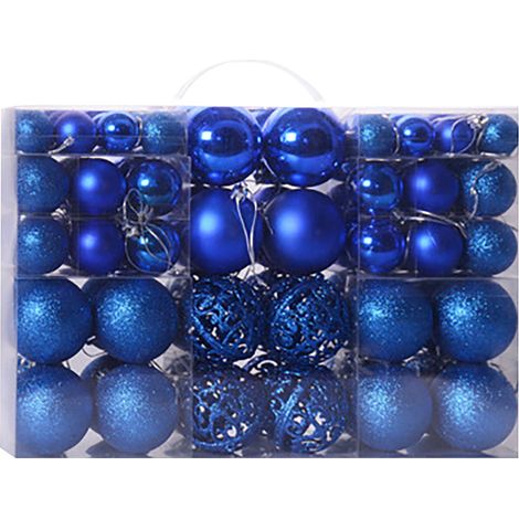Boule De Noël - 100 Pièces - En Plastique - Pour Arbre De Noël Guirlande Couronne Fête Mariage - Bleu (1/2)