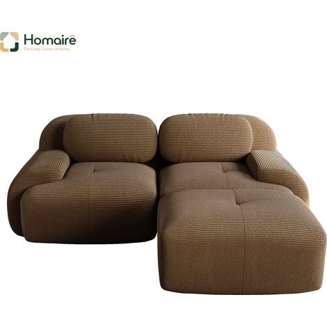 Canapé modulable en velours côtelé marron avec accoudoirs 208 x 178 x 75 cm HOMAIRE (1/4)