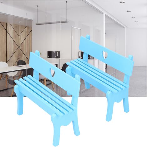 Lot de 2 petites chaises décoratives en bois, style artisanal original, pour la maison ou le bureau (bleu). (1/5)