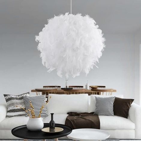 Lampe de Plume Balle 40 cm - TOMTOP - Blanc - E27 - Style Simple - Décoration Chambre (1/4)