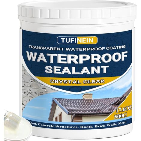 Agent de Revêtement Imperméable Transparent, 500G Liquide d'Étanchéité Transparent Fuite Réparation Étanchéité Intérieure et Extérieure Agent Anti-Fuite Étanche (1/5)