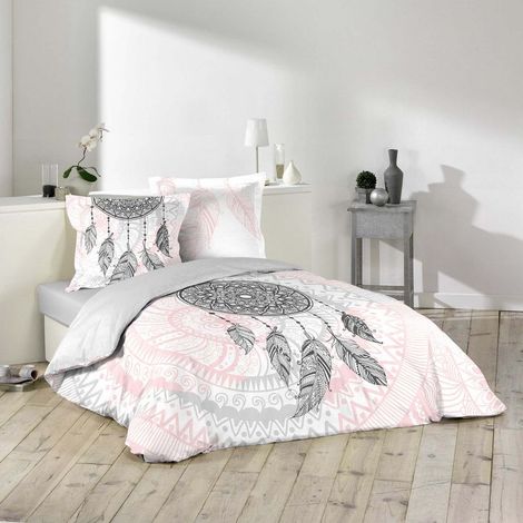 Parure de lit 3 pièces 200 x 200 cm – Housse de couette imprimée 42 fils – Taies d'oreiller assorties – Finition boutons pressions (1/5)