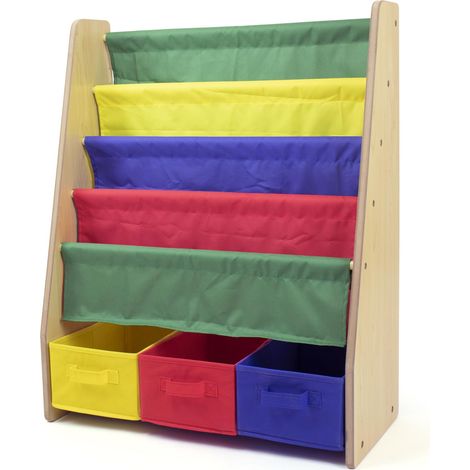 Bibliothèque et étagère de Rangement pour Enfants à 4 Niveaux, étagère à Livres pour Enfants, bibliothèque, Couleurs primaires (1/5)