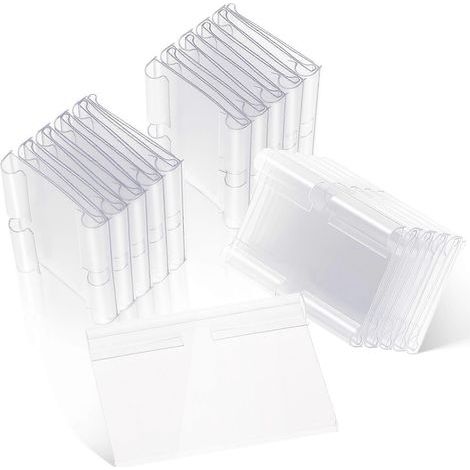 60 étiquettes de rayon réutilisables en plastique, porte-étiquettes à clipser, étiquettes de prix de vente, présentoirs de marchandises-6x4.2x2cm-Transparent (1/3)
