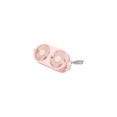 Pinkfarbener USB-Tischventilator mit zwei Ventilatorköpfen, verstellbarer Mini-Aromatherapie-Ventilator für Zuhause und Büro (1/5)