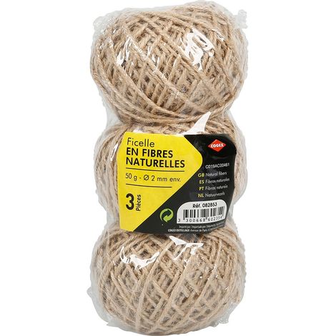 FICELLE FIBRES NAT 50G 2MM 3P COGEX (1/4)