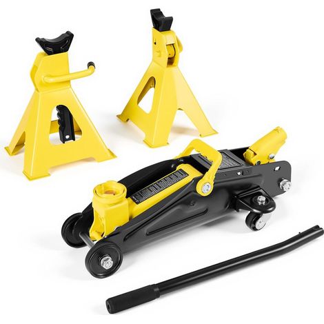 Levage stable, cric hydraulique profil bas 2 T avec pompe rapide et chandelles, pour SUV et entretien auto (1/5)
