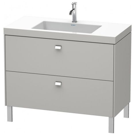 Duravit Brioso Meuble vasque c-collée avec socle sur pied 100,0x48,0 cm, 2 tiroirs, sans trop-plein, avec table de robinet, 1 trou de robinet, Couleur (avant/corps): Gris béton Décor mat, manche chromé - BR4702O1007