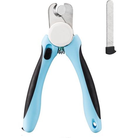 Coupe-ongles pour chien, ciseaux à griffes pour chat et petits rongeurs, avec butée de sécurité et limes à ongles, bleu (1/5)