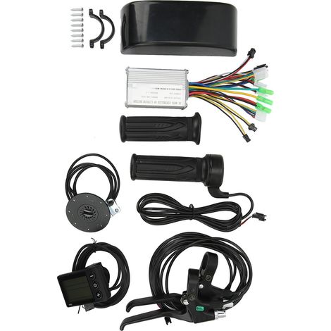 Kit de conversion pour vélo électrique 250 W comprenant un contrôleur 15 A, un panneau de commande S866, une poignée de frein et une poignée tournante. Moteur 250 W. (1/5)