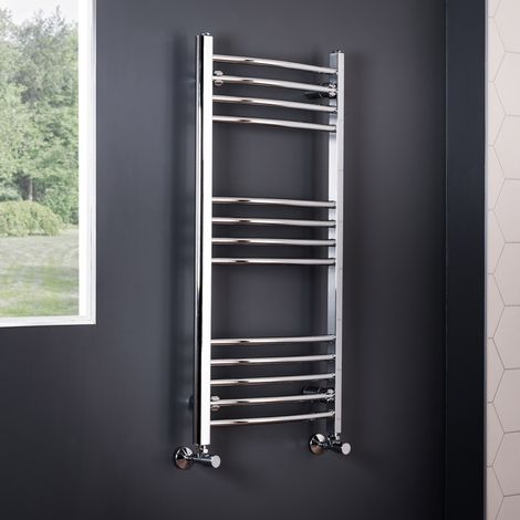 WarmeHaus Curved Chrome Heated Towel Rail 1150x600mm