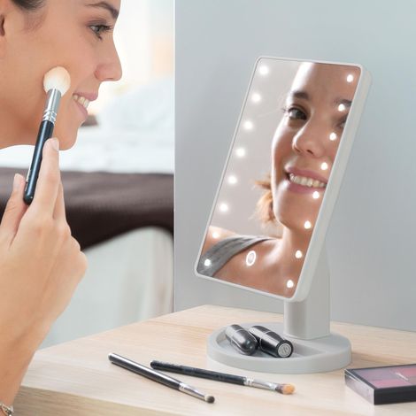 Miroir de table LED tactile, illumine votre visage et perfectionnez votre maquillage, avec fonction miroir LED, tactile et design élégant, idéal pour la salle de bains et la coiff (1/5)