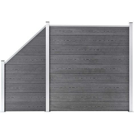 vidaXL Ensemble de clôture WPC 1 Carré + 1 Incliné 273x186 cm Gris (1/5)