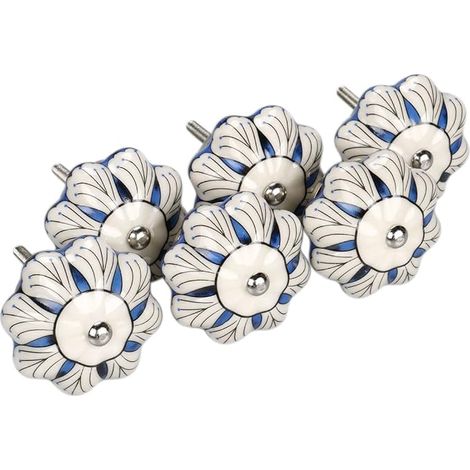 6 Stück Schrankknöpfe Schubladenknöpfe Keramik Knöpfe Schublade Ziehgriff Schrank Tür klassiche Orchidee 40x26mm (1/5)