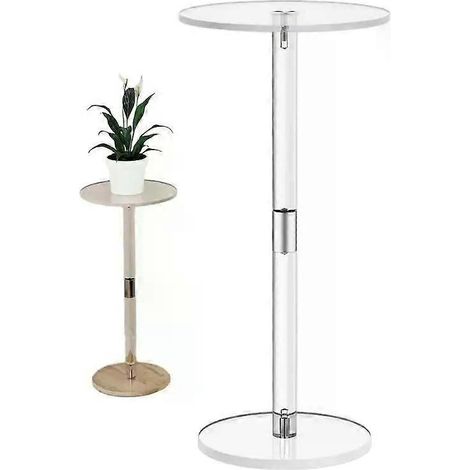 Acryl-Beistelltisch, transparent, klein, rund, für Getränke, Snacks, Handys, Kaffeegetränke – ideal für das moderne Wohnzimmer. (1/4)
