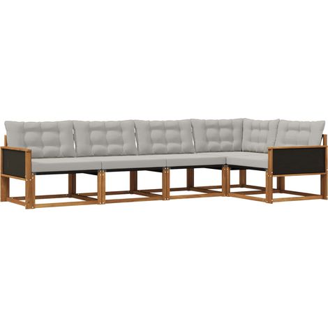 vidaXL Outdoor Sofa Set 5 pcs Natural and Light Grey (1/5)