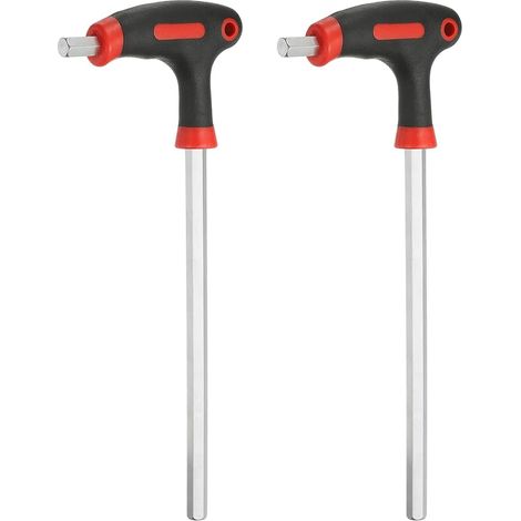 2Pcs Clé Hexagonale À Poignée En T 10mm Métrique Cr-V Rouge Noir (1/5)