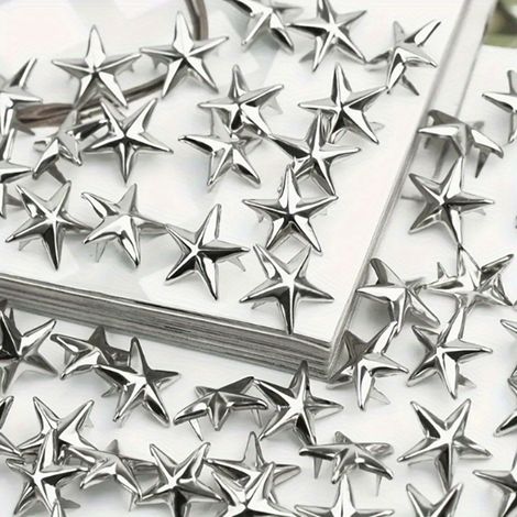 100 pièces Rivets à étoile à cinq branches pour vêtements, sacs et produits en cuir, éléments décoratifs, Rivets métalliques décoratifs (1/4)